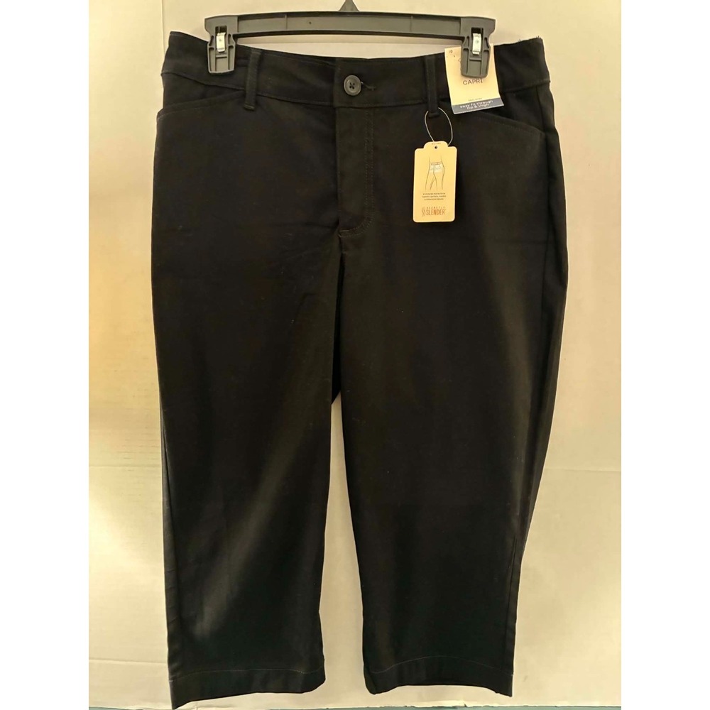 St John's Bay Womens 10 Capri Pants Black Secretly Slender Stretch